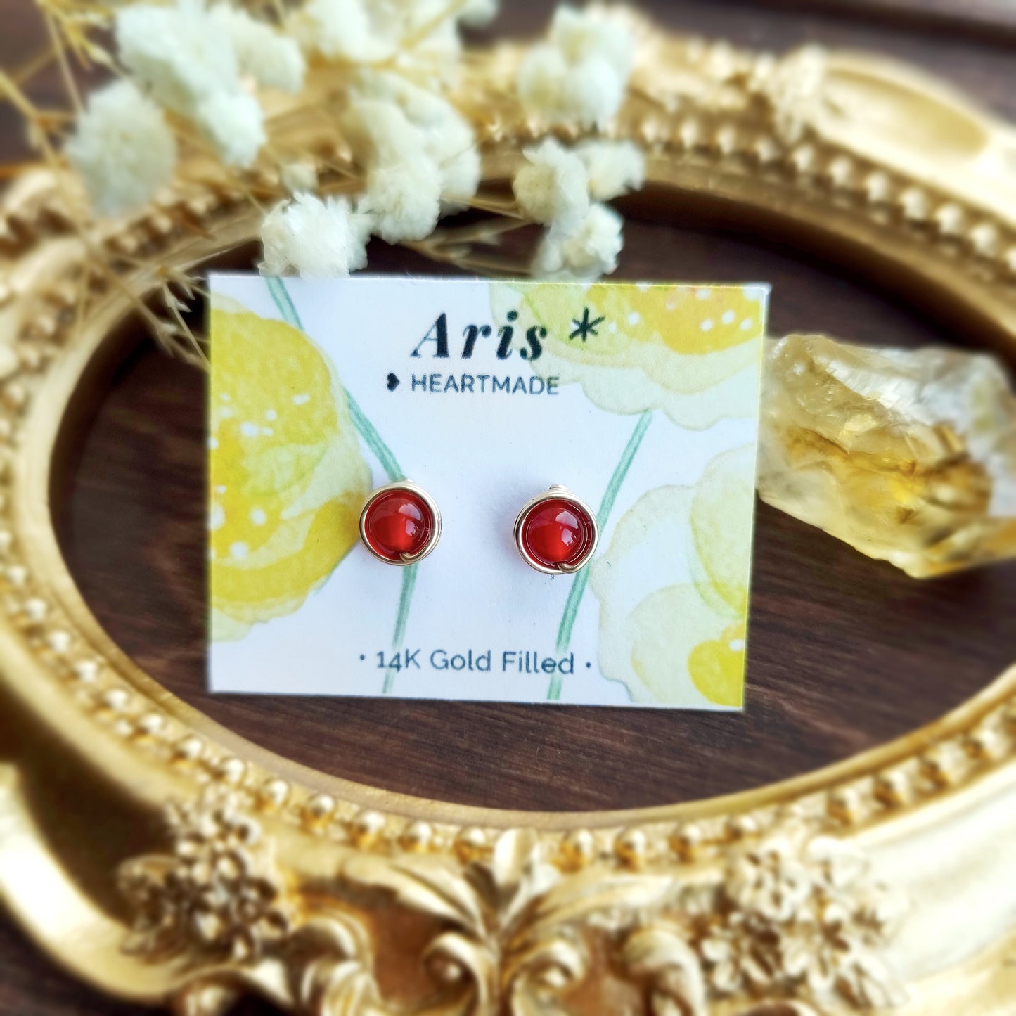 Red Carnelian Stud Earrings