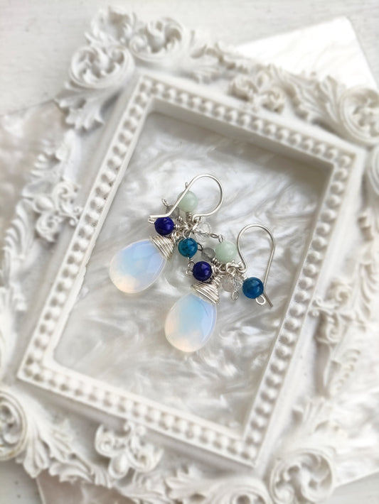 Opalite Teardrop Cluster Earrings