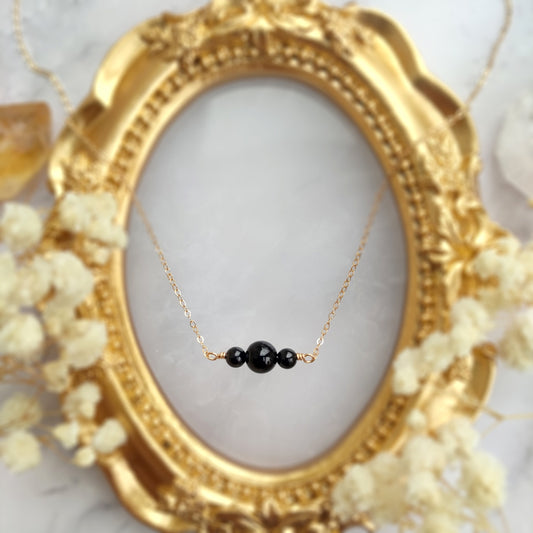 Minimalist Black Tourmaline Bar Necklace