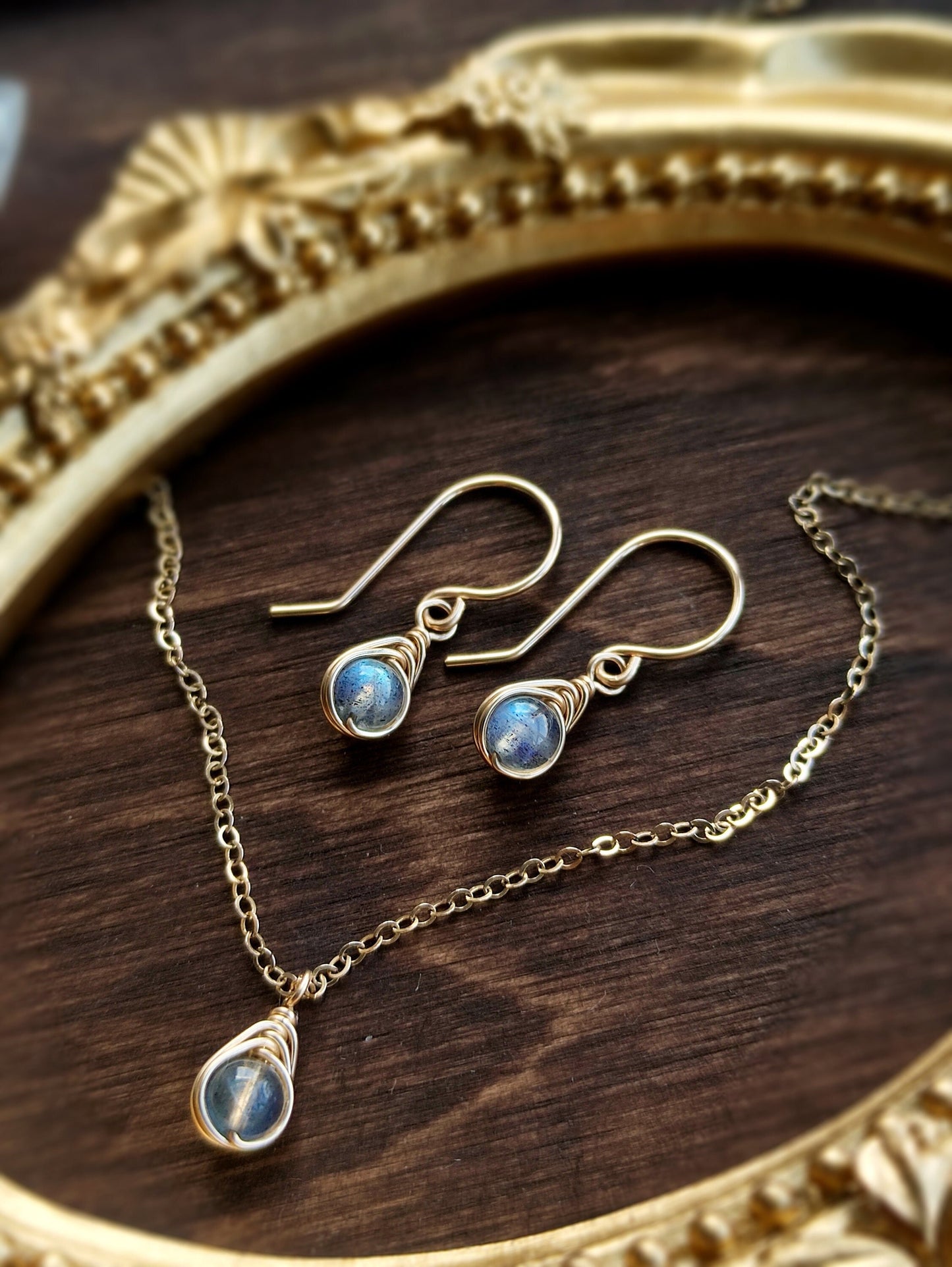 Tiny Labradorite Dangle Earrings