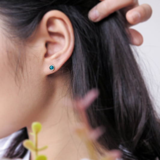 Blue Apatite Stud Earrings