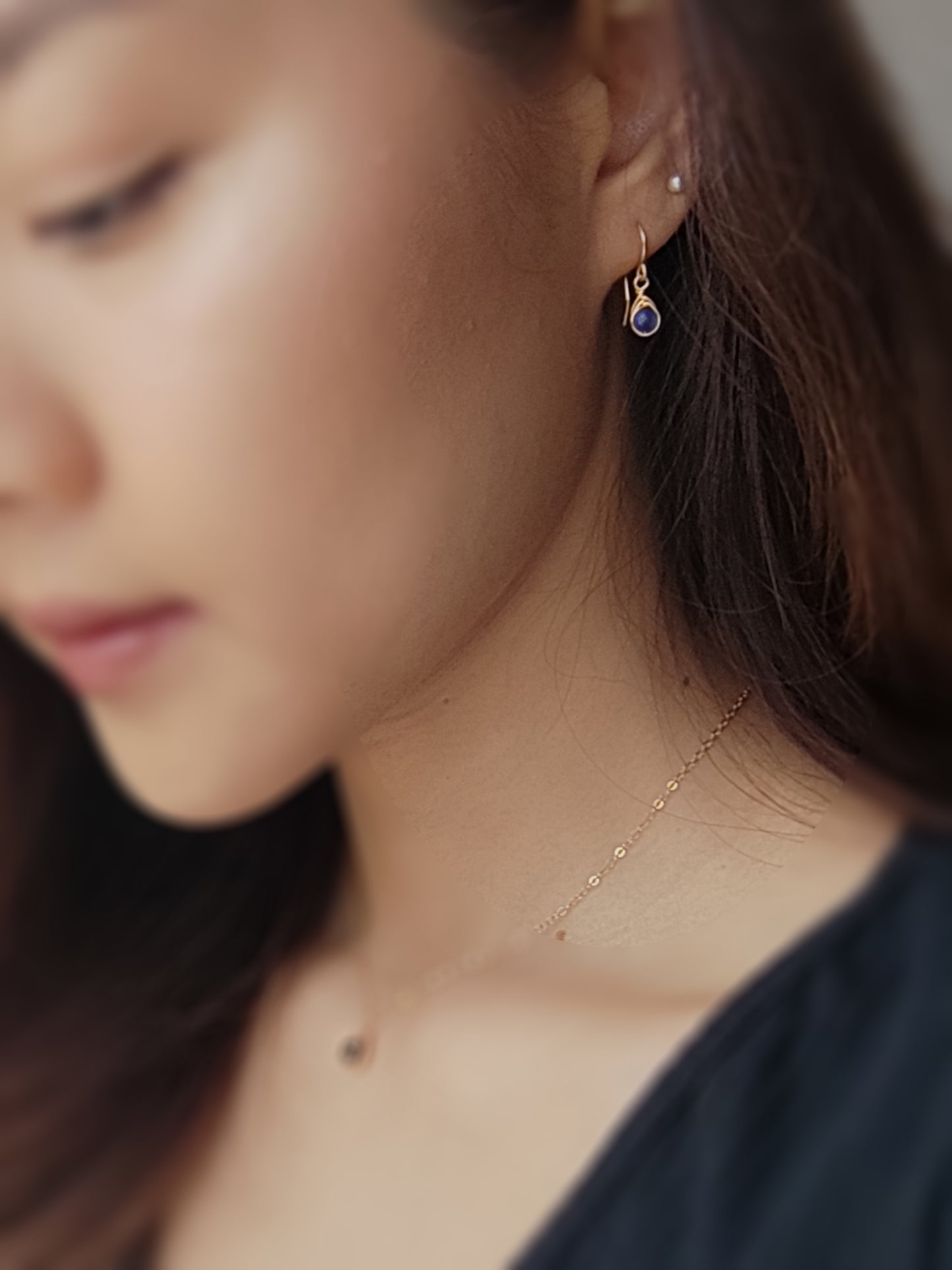 Tiny Lapis Lazuli Dangle Earrings