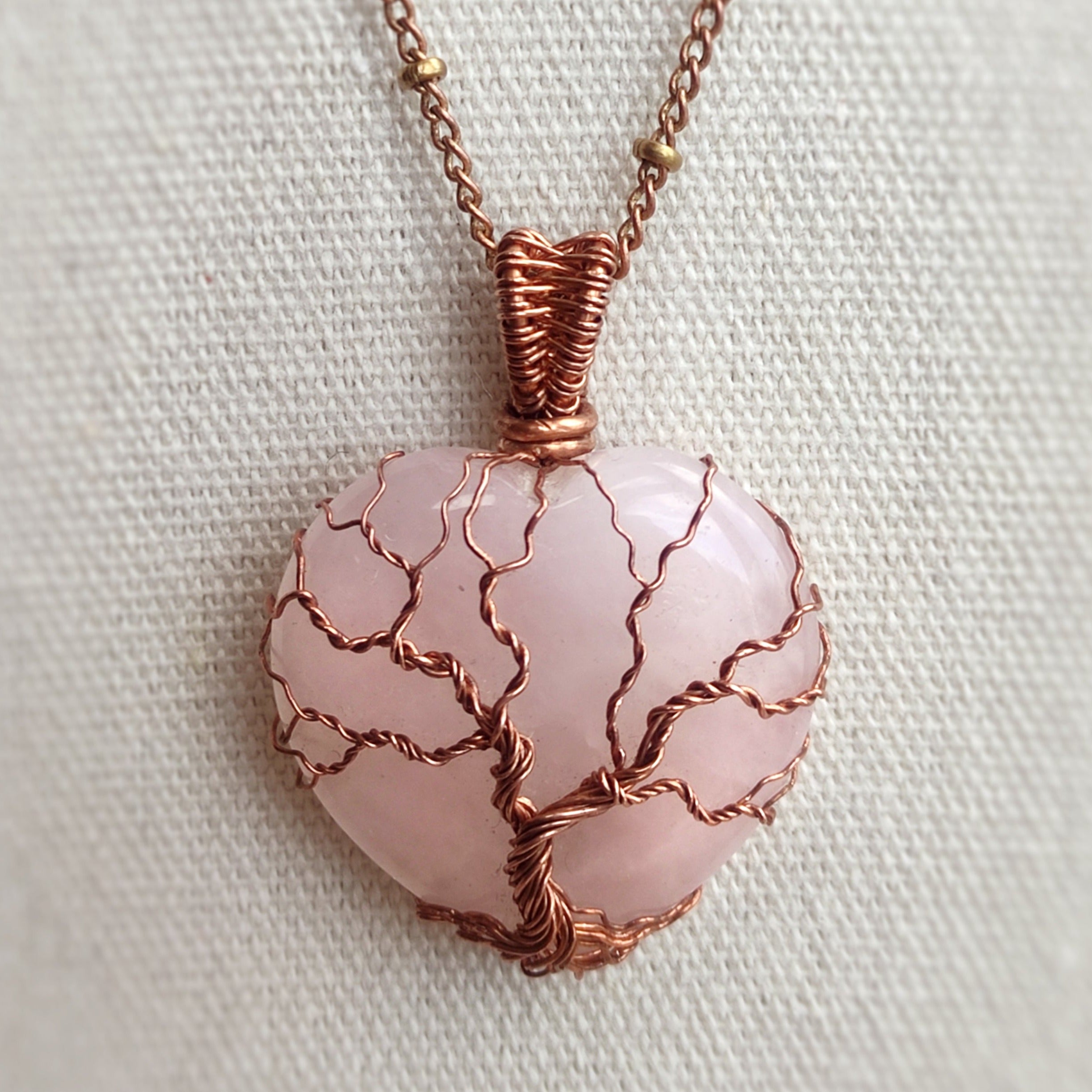 Rose quartz tree deals of life pendant