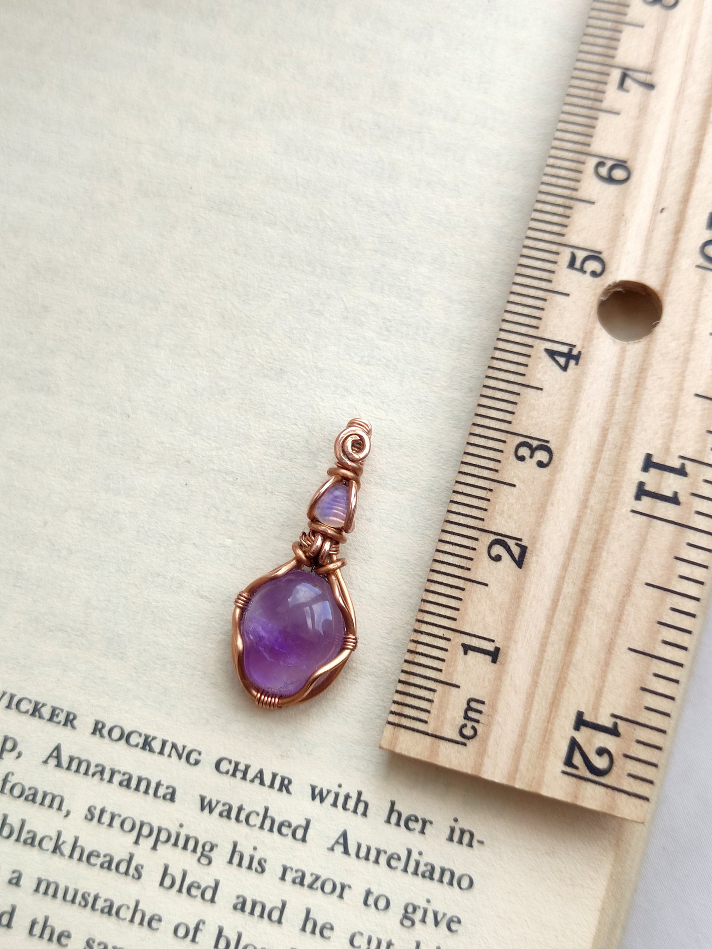 Mini Amethyst & Opalite Pendant Necklace in Copper