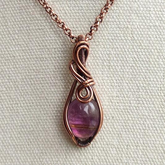 Mini Lavender Amethyst Pendant Necklace in Copper
