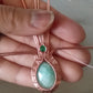 Amazonite and Green Onyx Wire Wrapped Pendant in Copper