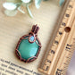 Green Aventurine and Moonstone Square Pendant in Wire Wrapped Copper