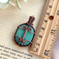 Green Aventurine and Moonstone Square Pendant in Wire Wrapped Copper
