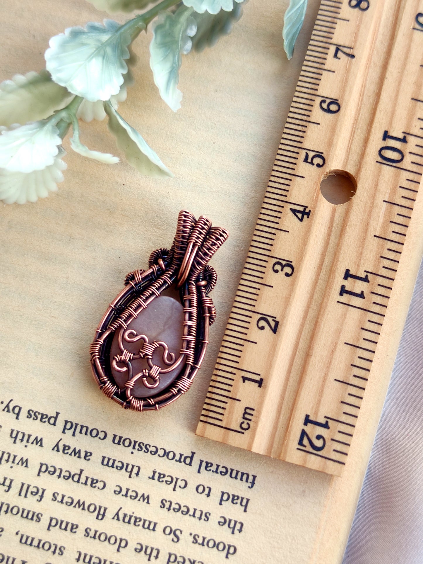 Sunstone and Citrine Princess Pendant in Wire Wrapped Copper