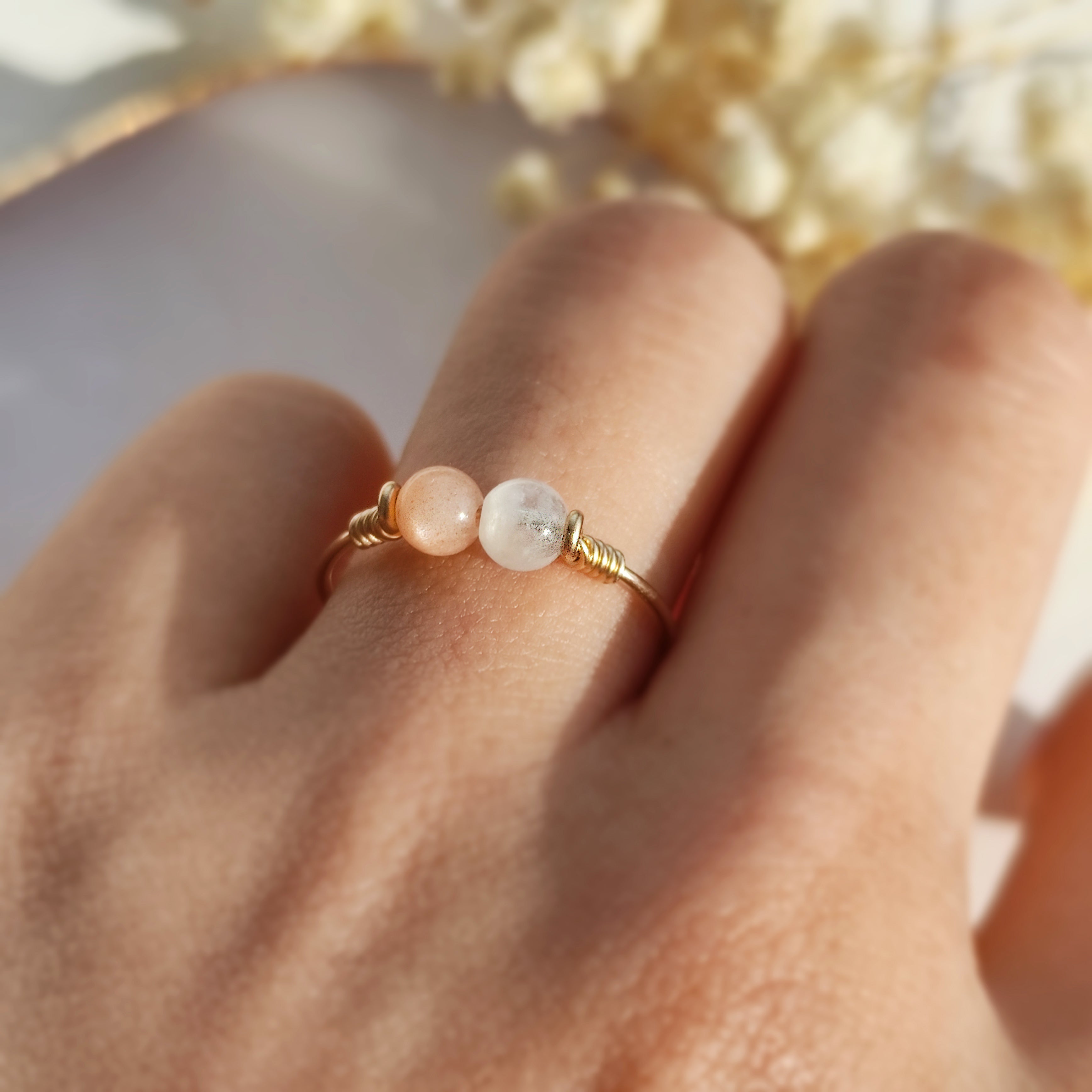 Sunstone and clearance moonstone ring