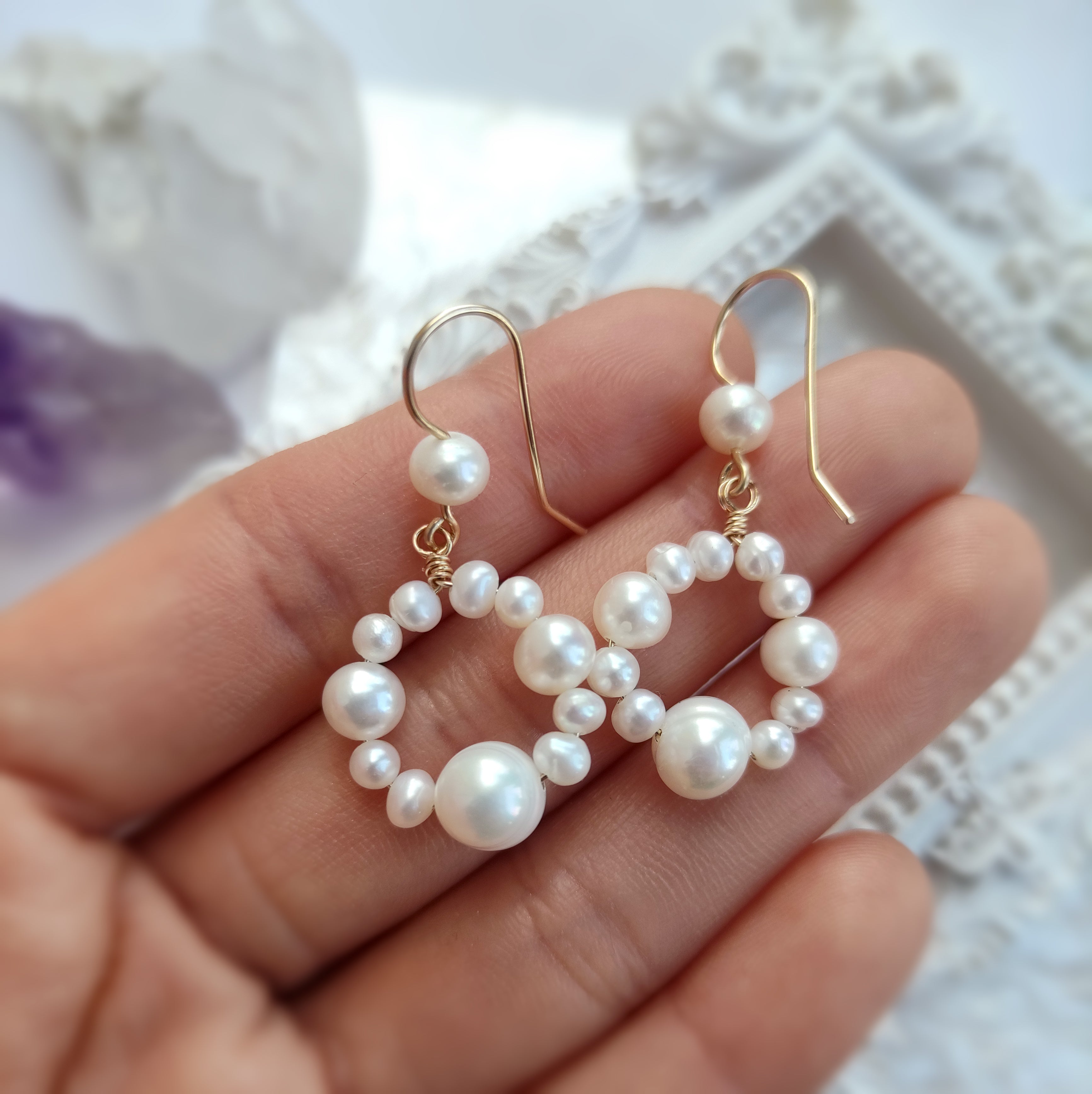 White Freshwater Pearl and Cream Colour Tassel Earrings | Handmade in - YGN  Collective