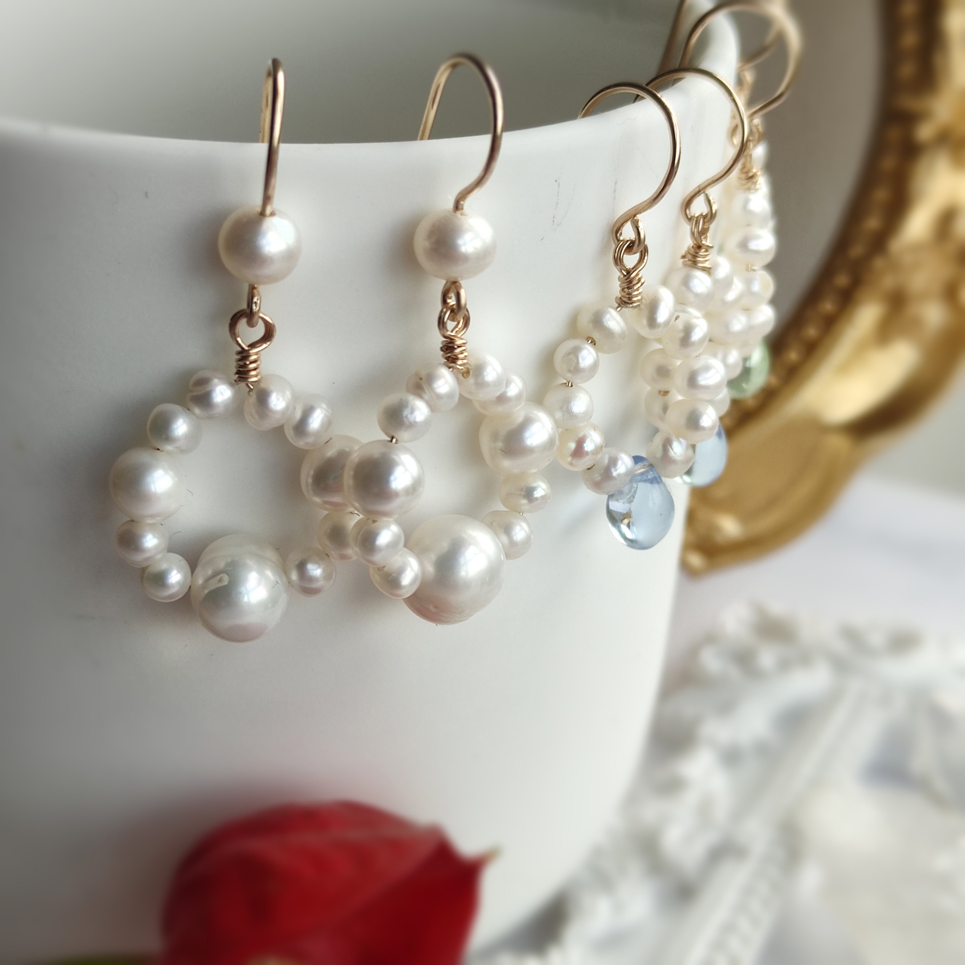 AERIN Freshwater Pearl Hoop Dangle Earrings