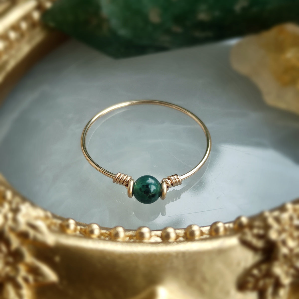 Tiny Emerald Ring in 14K Gold Filled