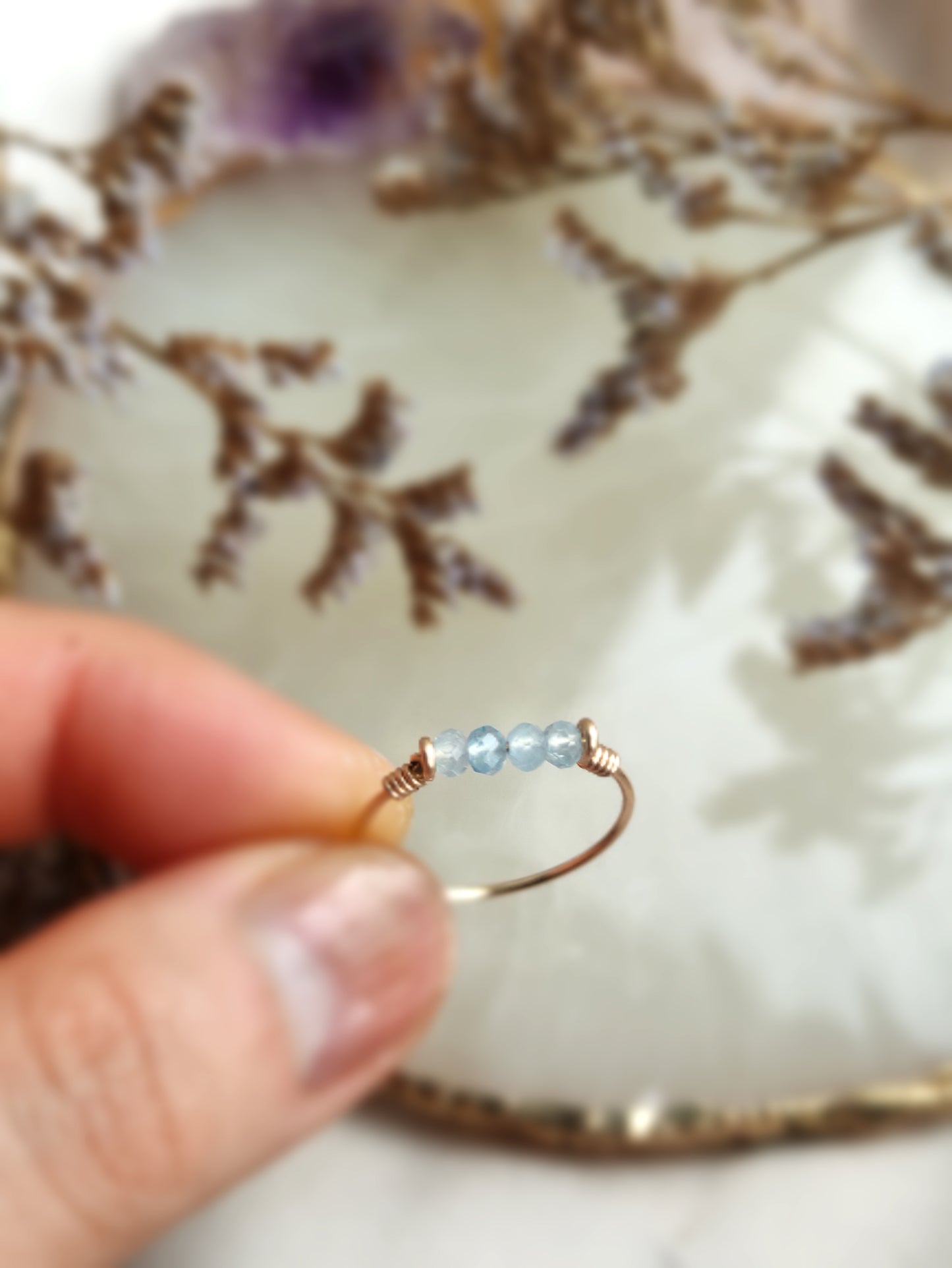 Dainty Raw Aquamarine Ring