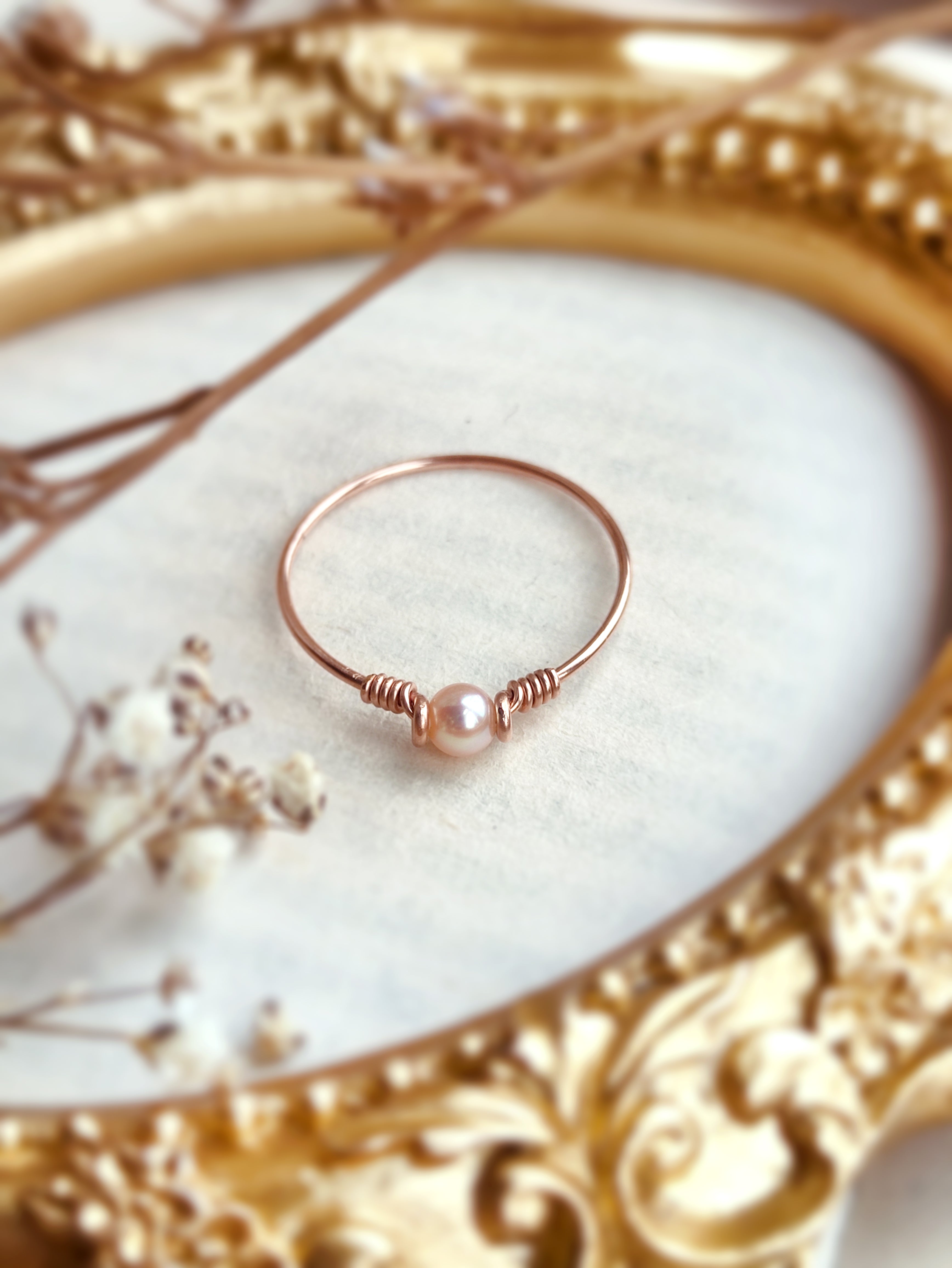 Amazon.com: Jessica Luu Jewelry Handmade Gold Light Pink Pearl Ring Sizes  4-10 : Handmade Products