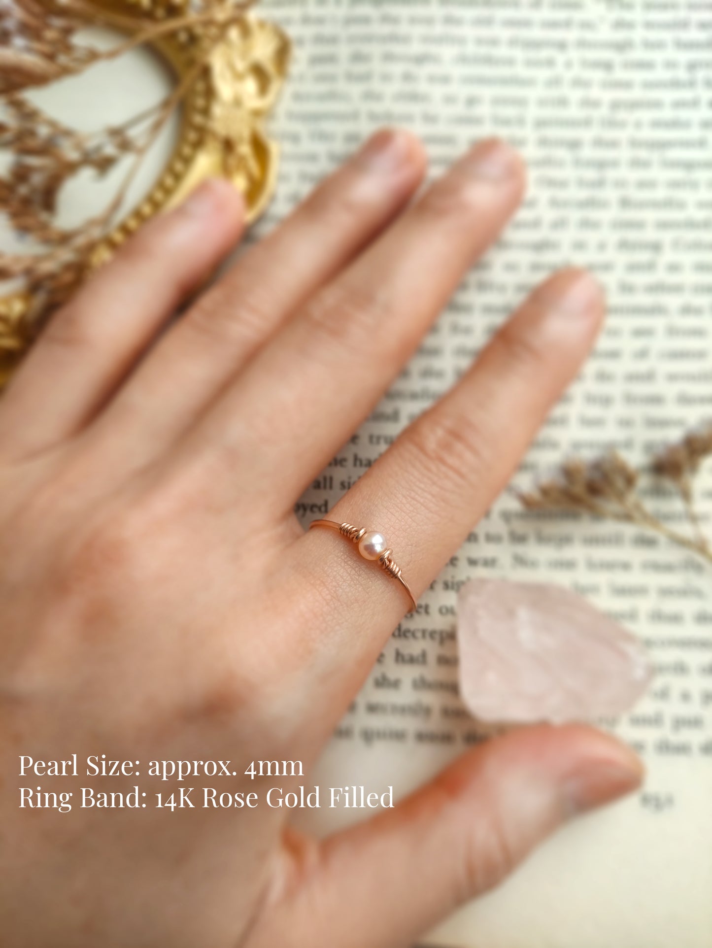 Tiny Pink Pearl Ring