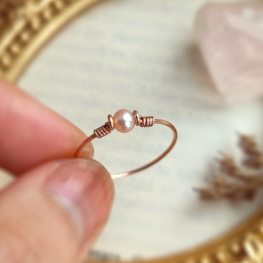 Tiny Pink Pearl Ring