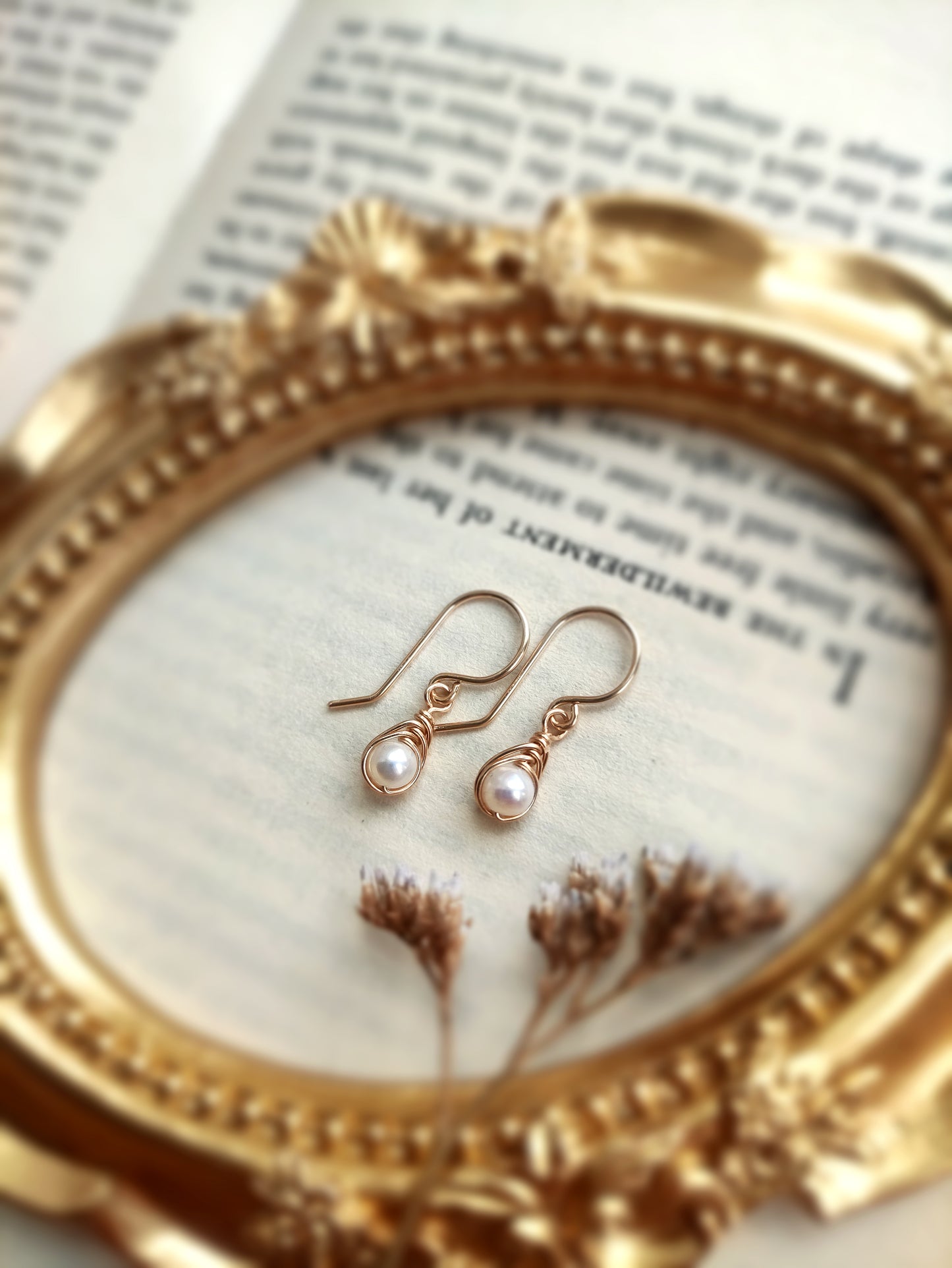 Tiny White Pearl Dangle Earrings