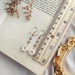 Dainty Garnet and Pearl Long Dangle Earrings 14K Gold Filled