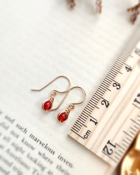 Tiny Carnelian Dangle Earrings