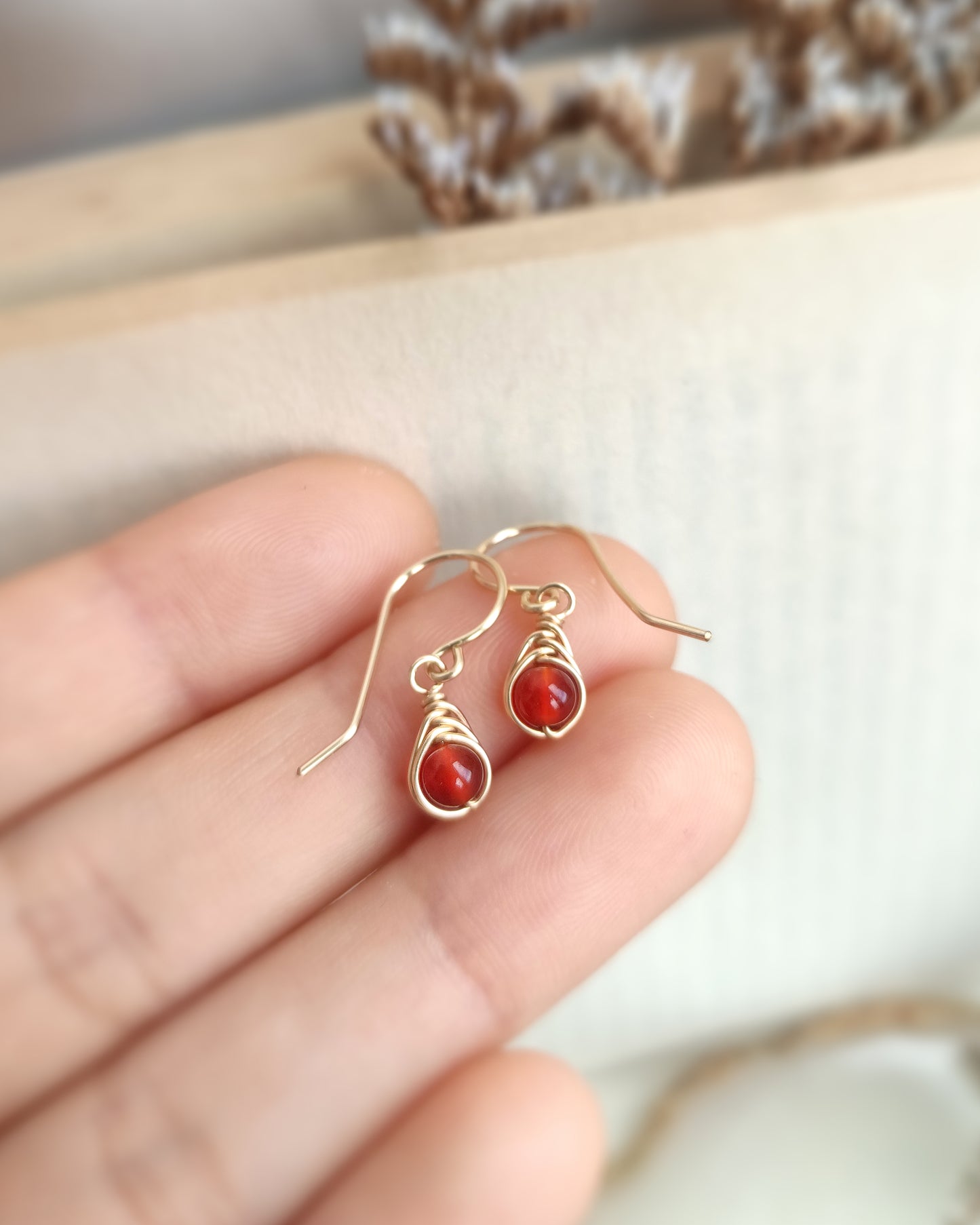 Tiny Carnelian Dangle Earrings