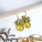Peridot and Amber Cluster Earrings 14K Gold Filled