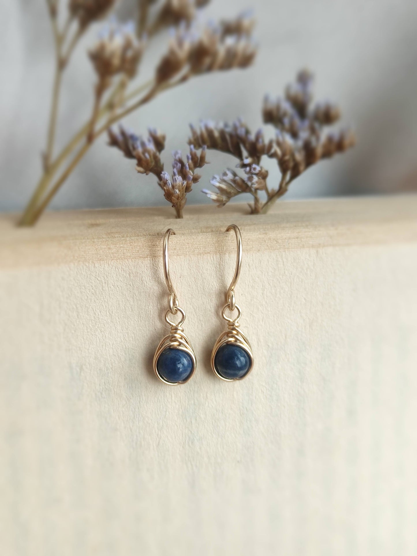 Tiny Sapphire Dangle Earrings