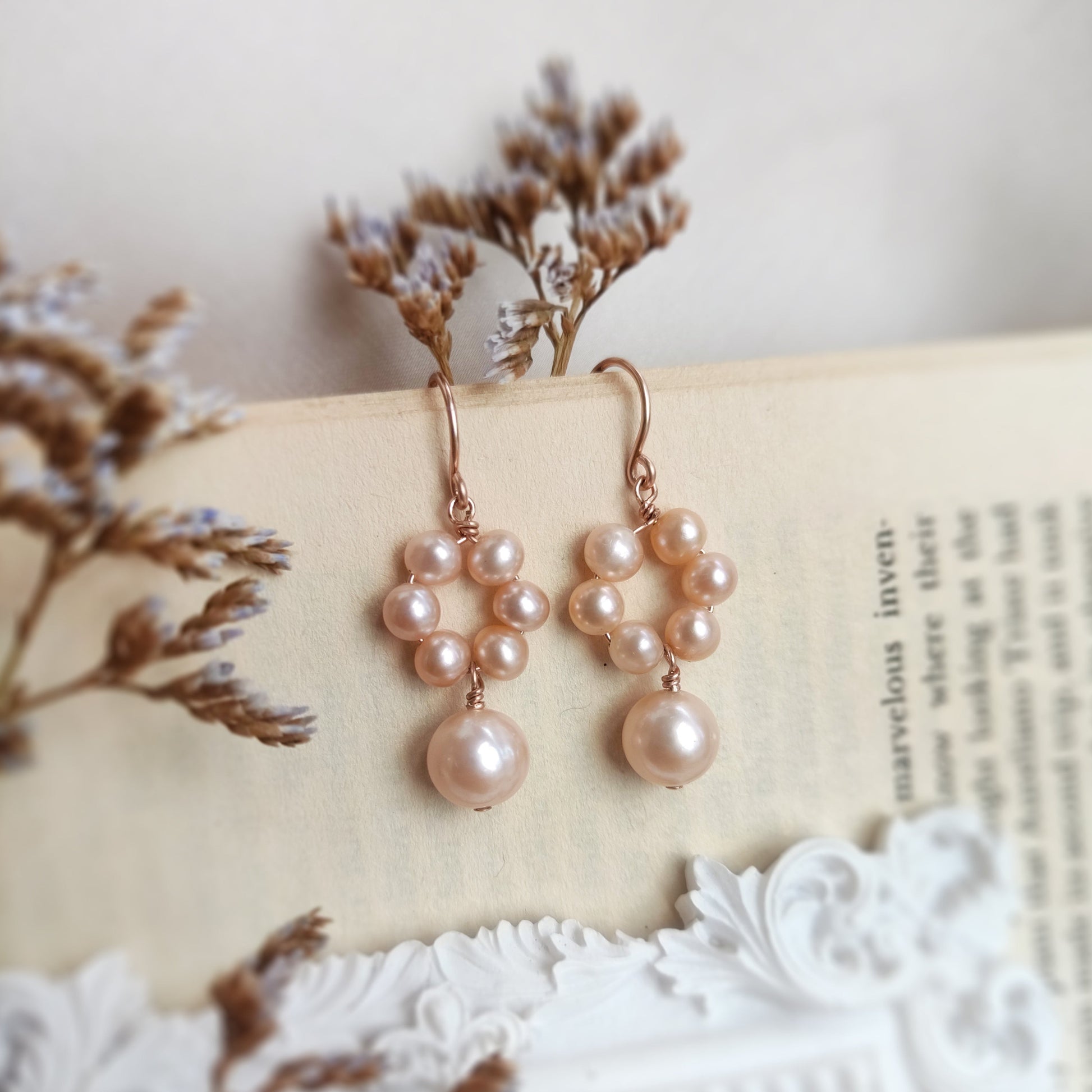 BONBON Pink Pearl Drop Earrings in 14K Rose Gold Filled – Aris