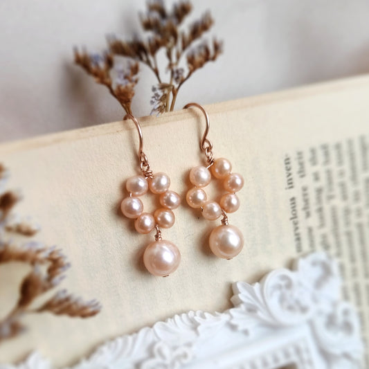 BONBON Pink Pearl Drop Earrings in 14K Rose Gold Filled