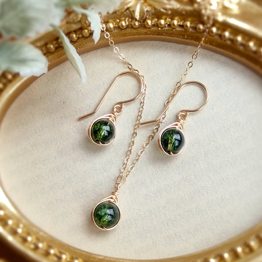 Phantom Quartz Jewelry Set, Necklace and Earrings Set (6mm stone)