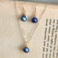 Blue Kyanite Jewelry Set, Necklace and Earrings Set (6mm stone)