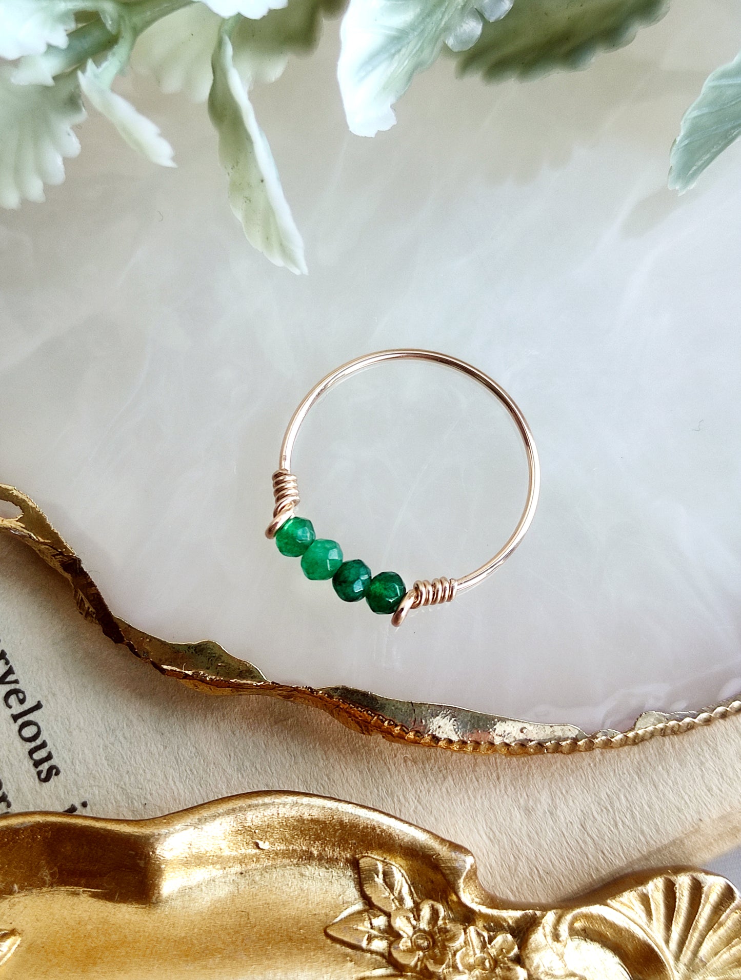 Dainty Raw Green Jade Ring
