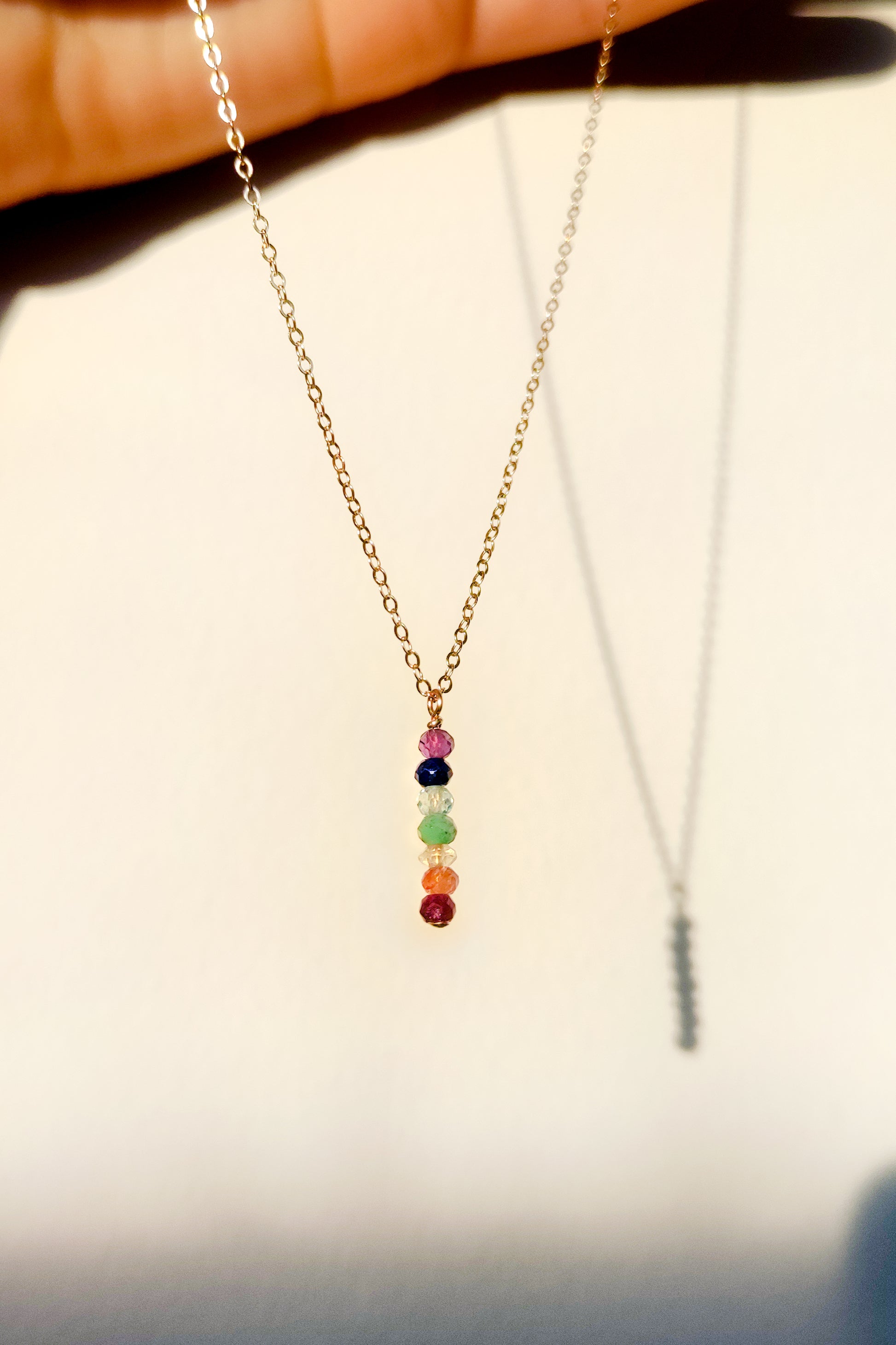 Tiny Chakra Necklace, Minimalist 7 Chakra Pendant Necklace – Aris