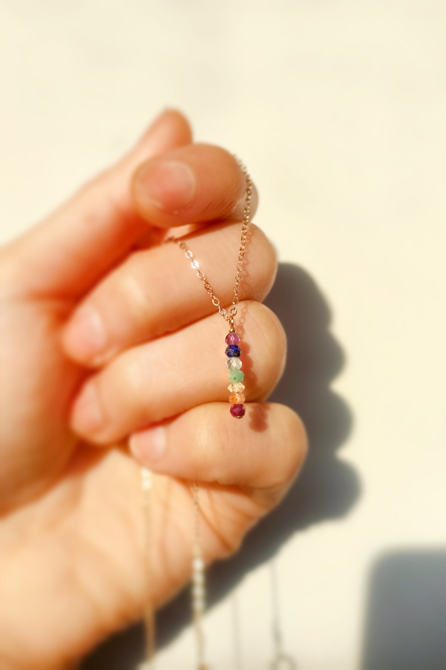 Tiny Chakra Necklace, Minimalist 7 Chakra Pendant Necklace