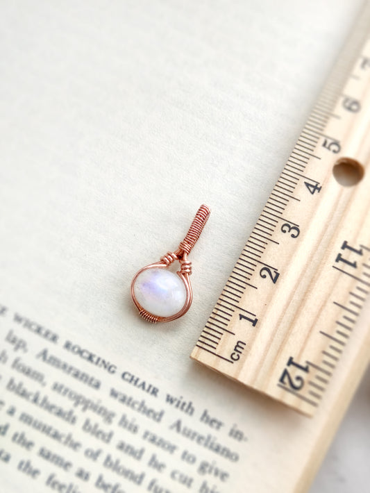 Dainty Moonstone Oval Pendant in Solid Copper
