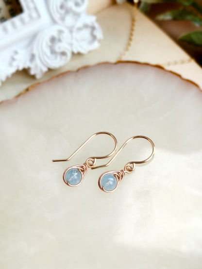 Dainty Aquamarine Jewelry Set with Earrings and Necklace, March Birthstone Gift