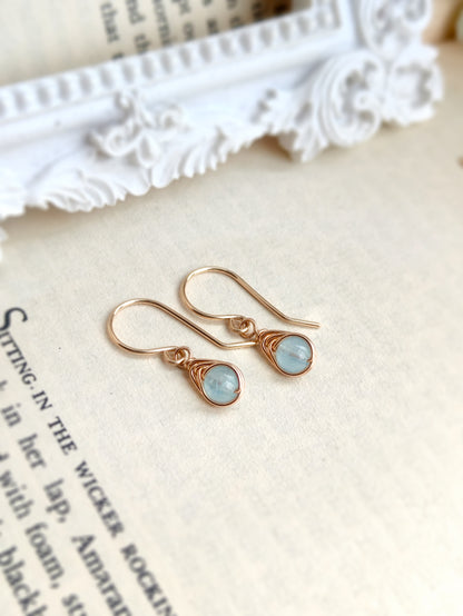 Dainty Aquamarine Jewelry Set with Earrings and Necklace, March Birthstone Gift