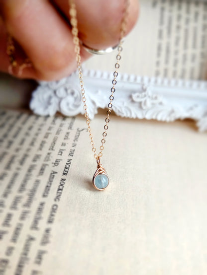 Dainty Aquamarine Jewelry Set with Earrings and Necklace, March Birthstone Gift