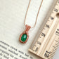 Dainty Green Onyx Pendant Necklace with Peridot in Solid Copper