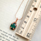 Small Green Onyx Pendant Necklace with Twisted Bail in Solid Copper