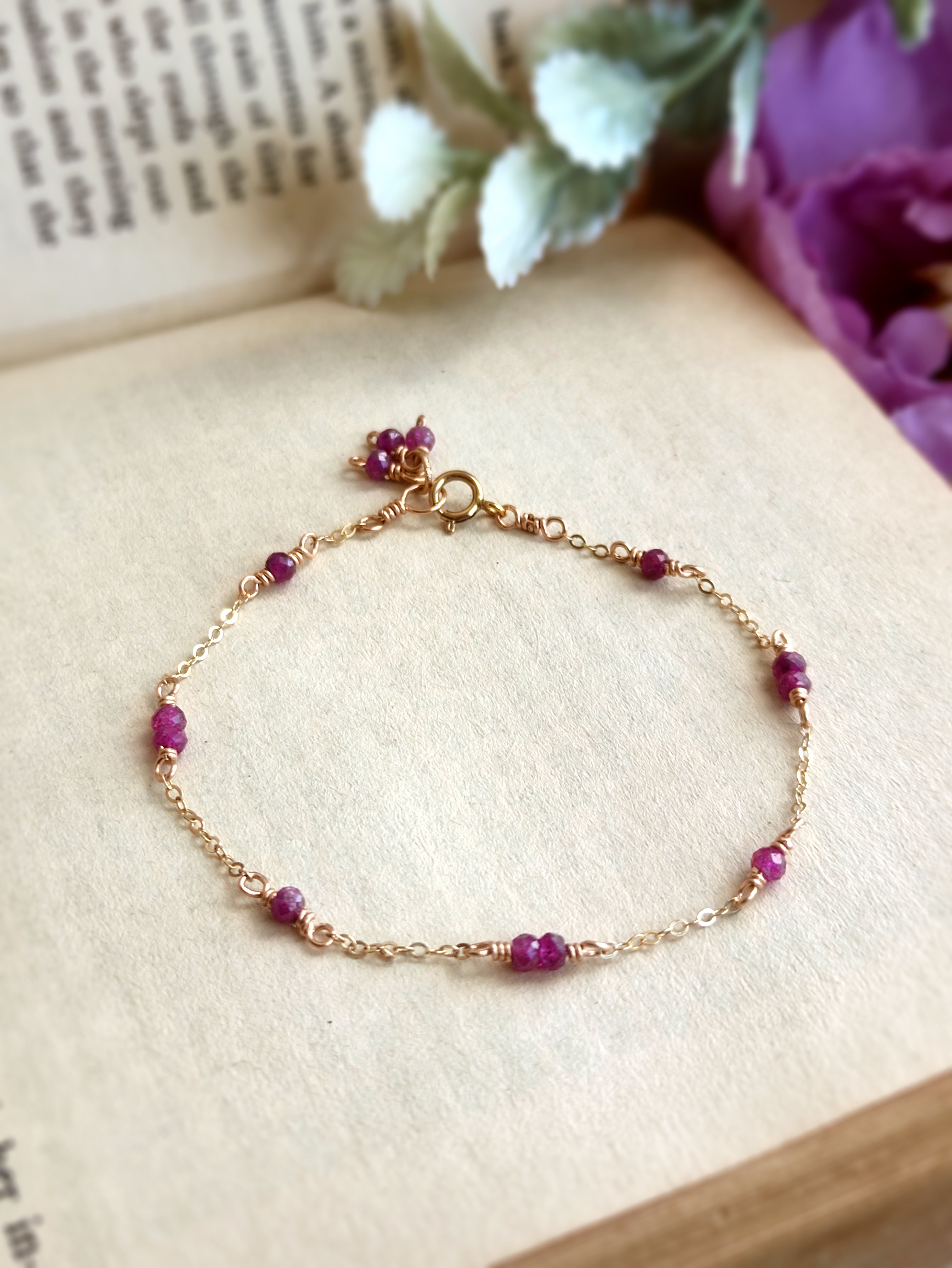 Garnet popular Beaded Bracelet For Women,14k Gold Filled Bracelet,Ruby Zoisite Bracelet,Gifts For Her,Dainty Bracelet,Rubrum Garnet Bracelet