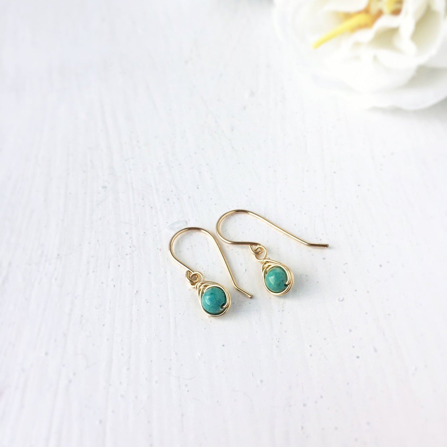 Tiny Turquoise Dangle Earrings