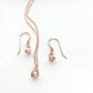 Dainty Pink Pearl Jewelry Set, Rose Gold Earrings and Necklace Set