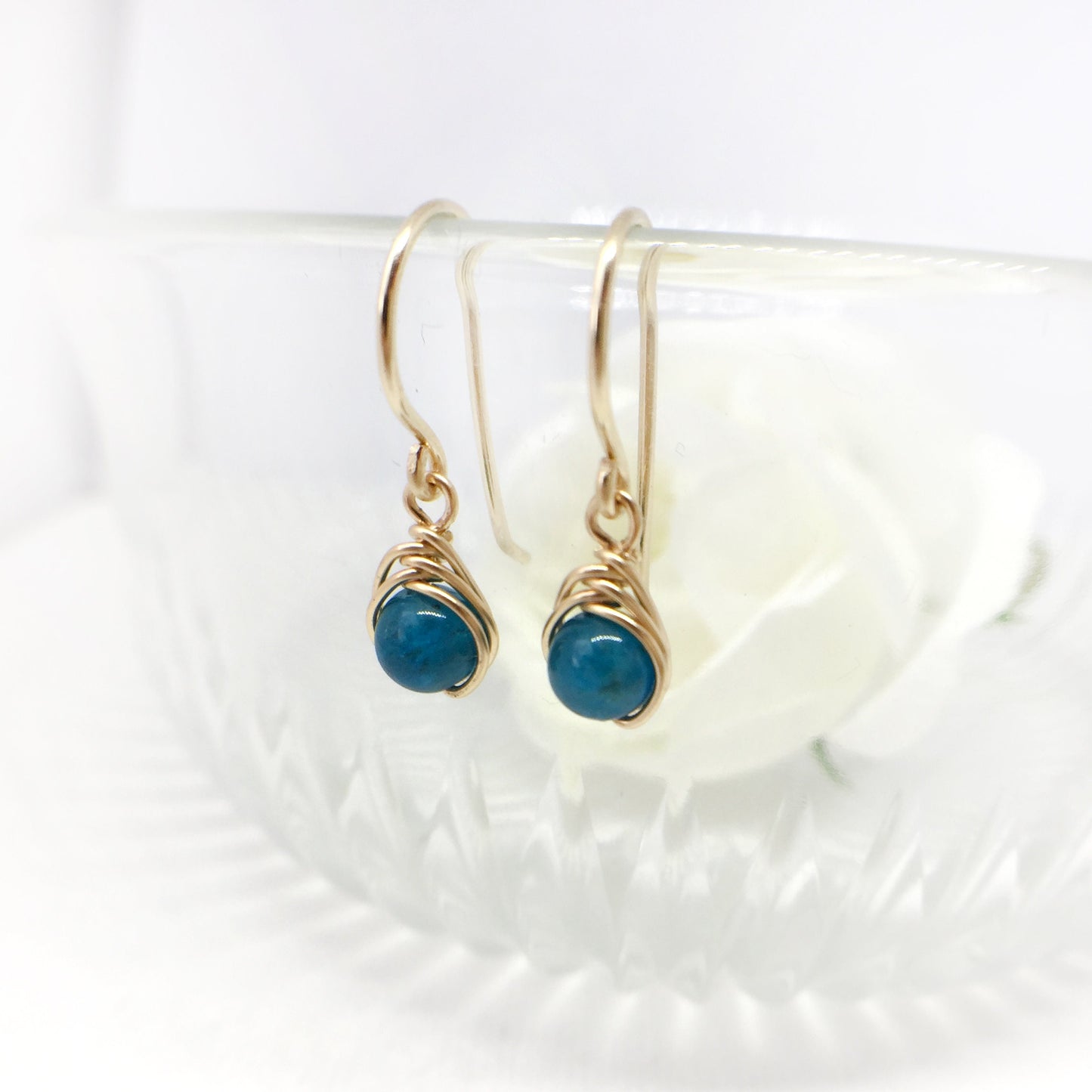 Blue Apatite Dangle Earrings, December Birthstone