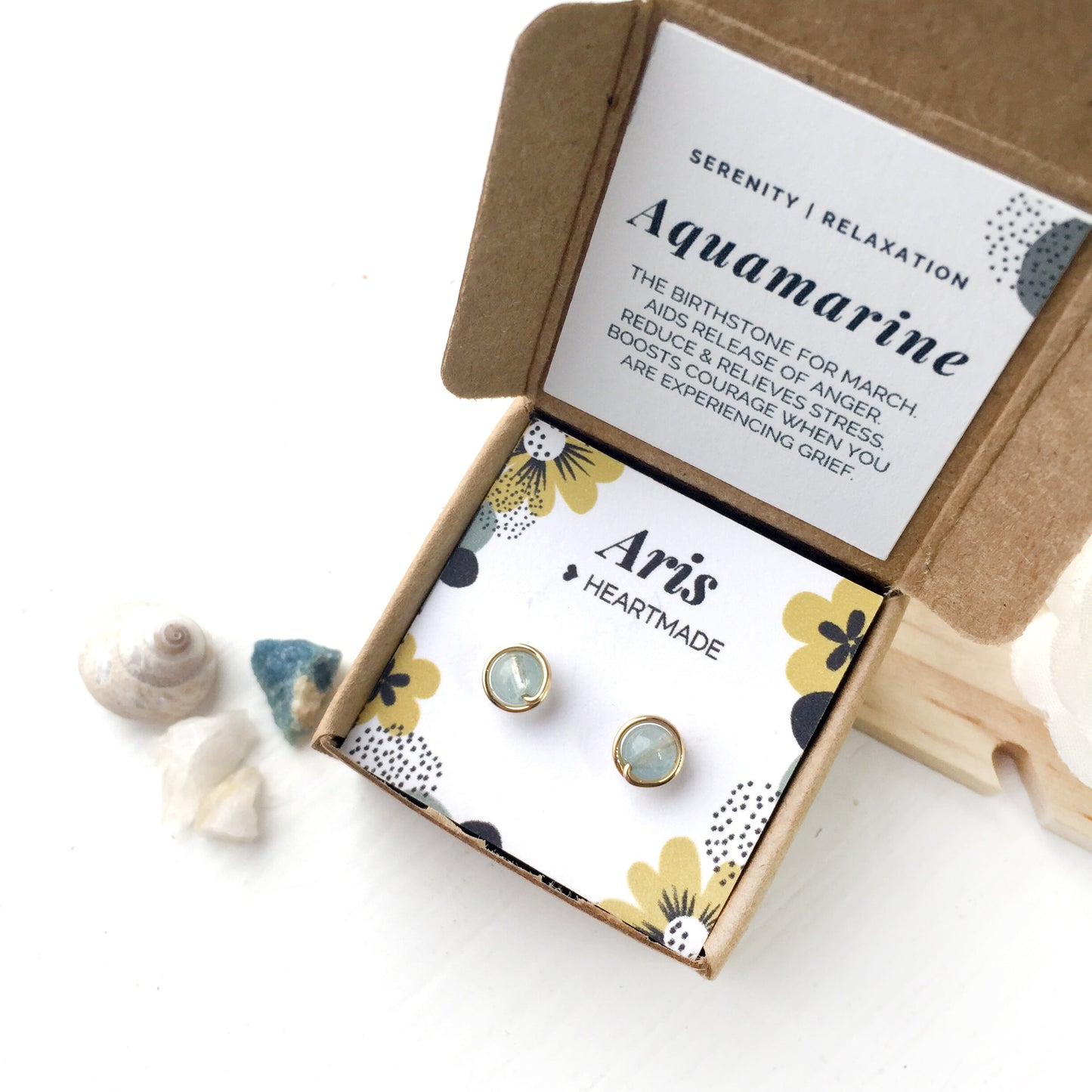 Aquamarine Stud Earrings, March Birthstone Earrings