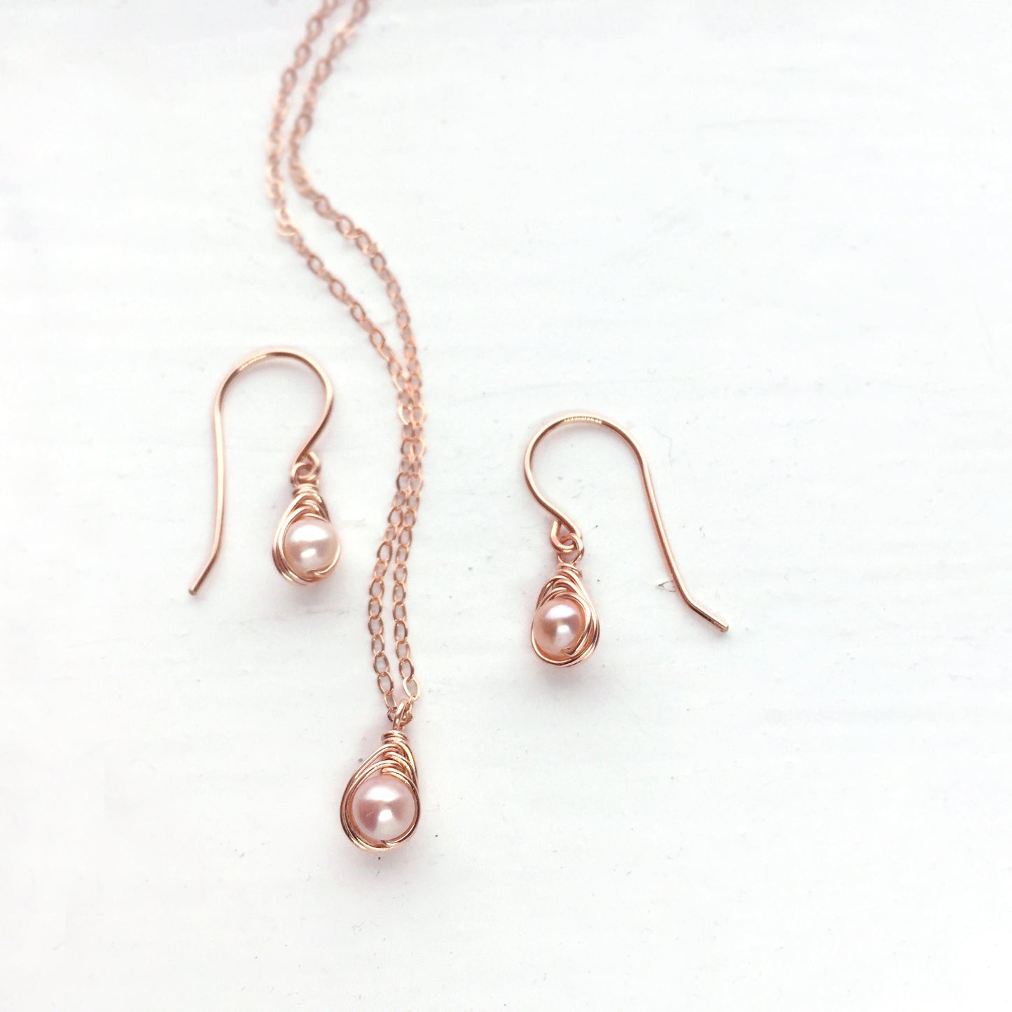 Tiny Pink Pearl Dangle Earrings