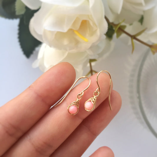 Tiny Pink Coral Earrings