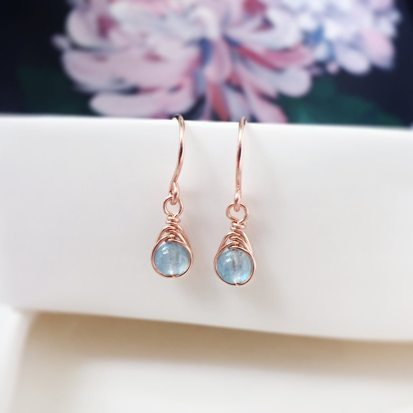 Tiny Aquamarine Dangle Earrings