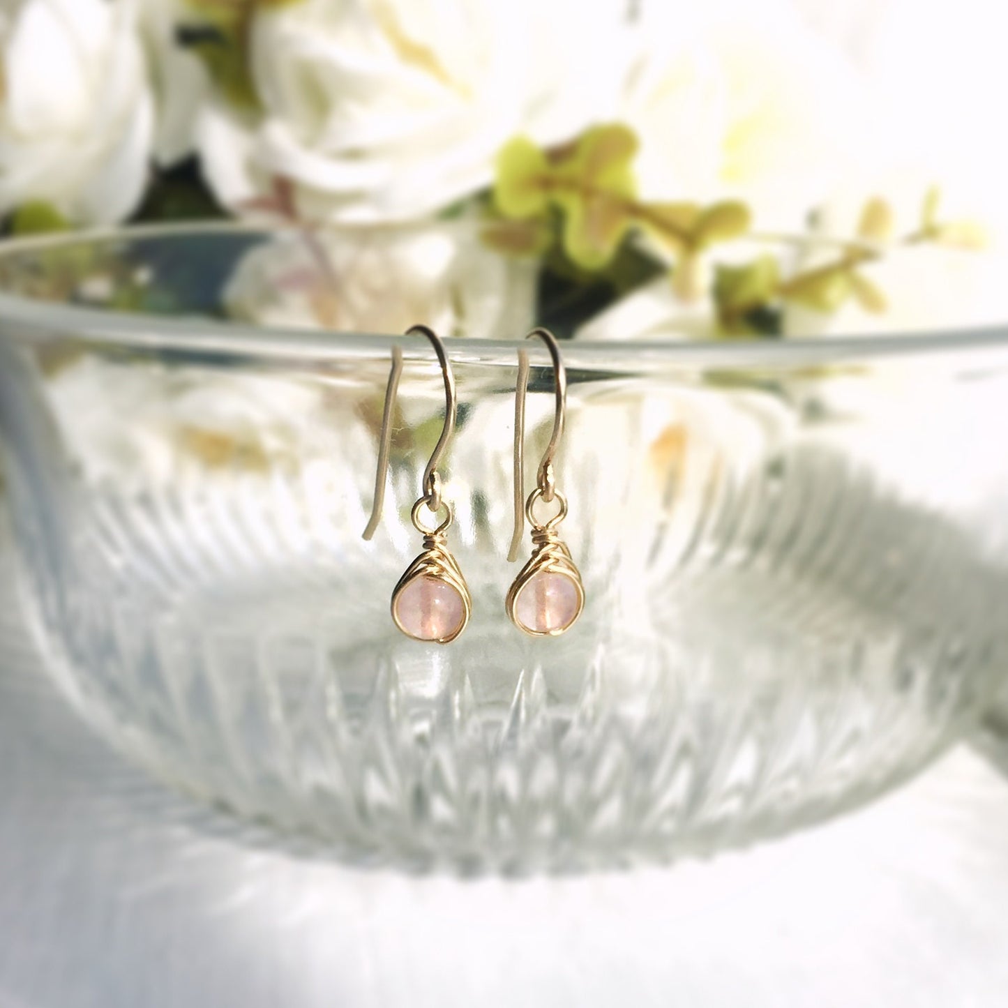 Tiny Rose Quartz Earrings