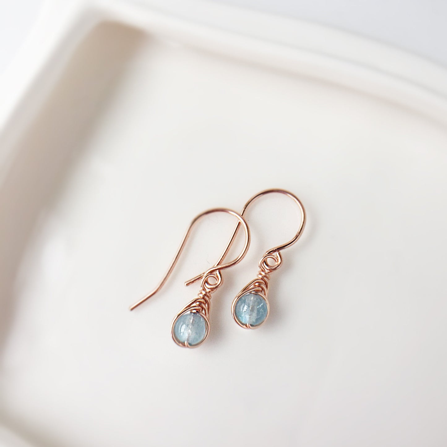 Tiny Aquamarine Dangle Earrings